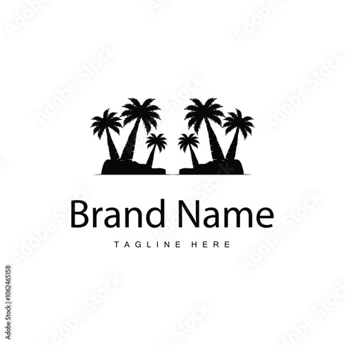 Coconut Tree Logo Design, Beach Plant Vector, Palm Tree Summer, Illustration Template