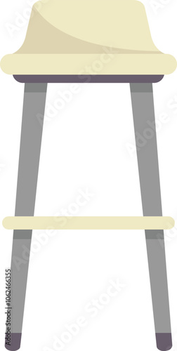 Tall bar stool with a beige seat and footrest standing on a white background