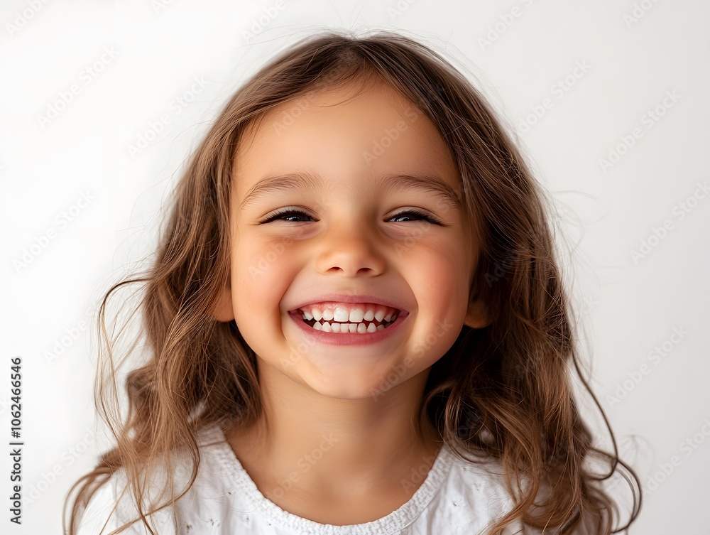 Studio portrait of a cheerful girl laughing at the camera on white background Studio portrait of a cheerful girl laughing at the camera on white background