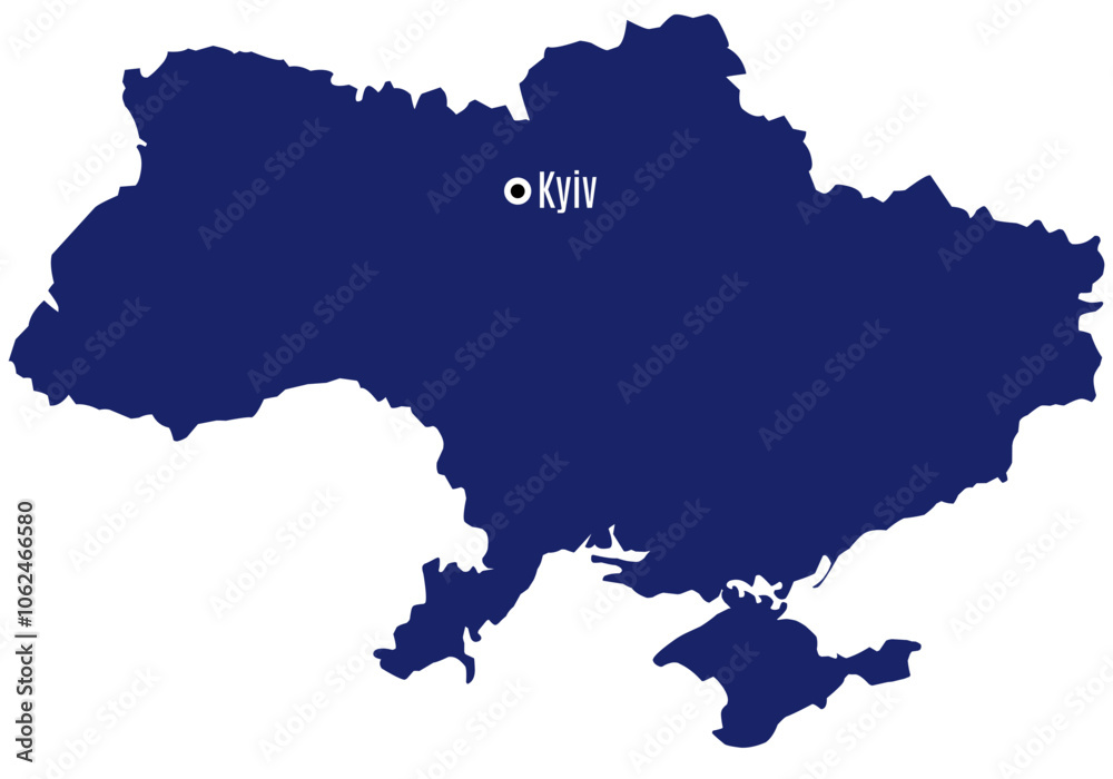 Fototapeta premium silhouette map of ukraine with capital cities