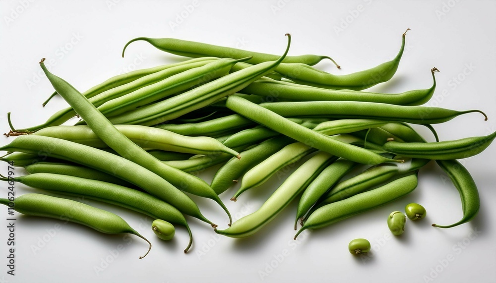green beans on white background green beans on white background