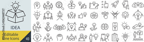 線の編集ができるアイディアに関するアイコンセット（アウトライン化していない）