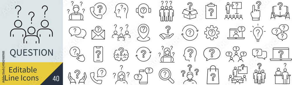 線の編集ができる疑問に関するアイコンセット（アウトライン化していない）