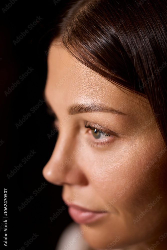 A Close Up View of Beauty Featuring Dewy Skin, Expressive Eyes, and Artistic Flair A Close Up View of Beauty Featuring Dewy Skin, Expressive Eyes, and Artistic Flair