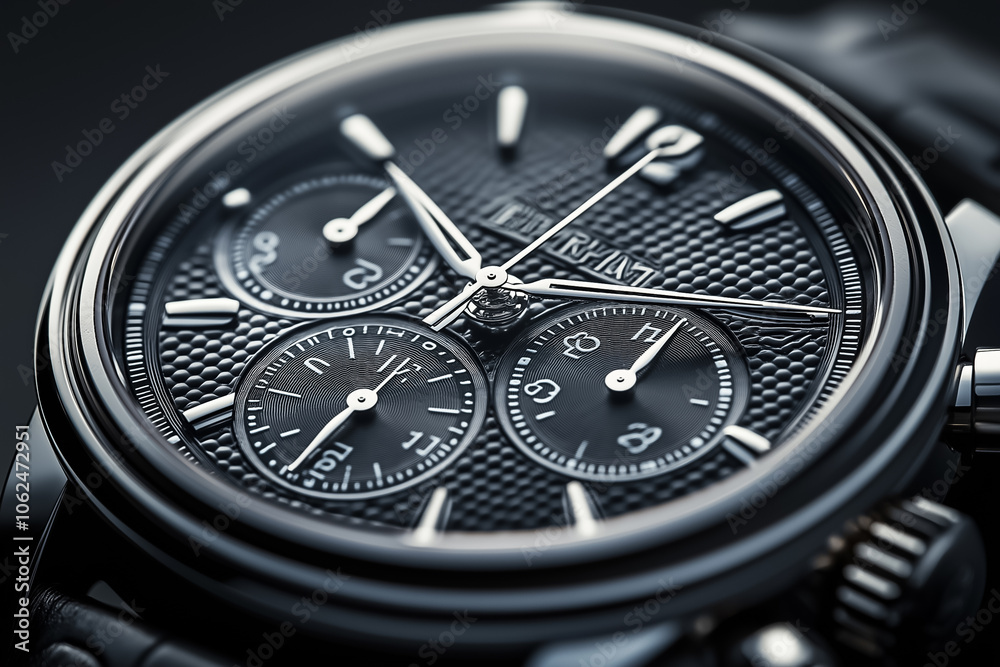 Fototapeta premium This close-up showcases the luxurious details and textures of a sophisticated watch face