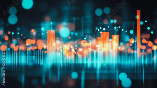 charts and graphs with statistics to innovation analyze business potential and forecast future development of companies growth.