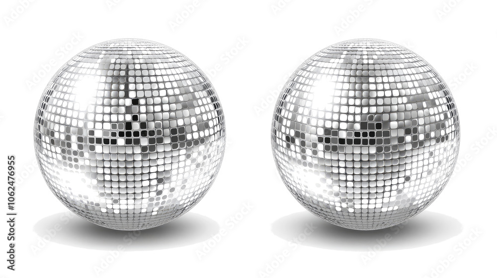 Set of Silver Disco Balls Isolated on a Transparent Background Generative AI Set of Silver Disco Balls Isolated on a Transparent Background Generative AI