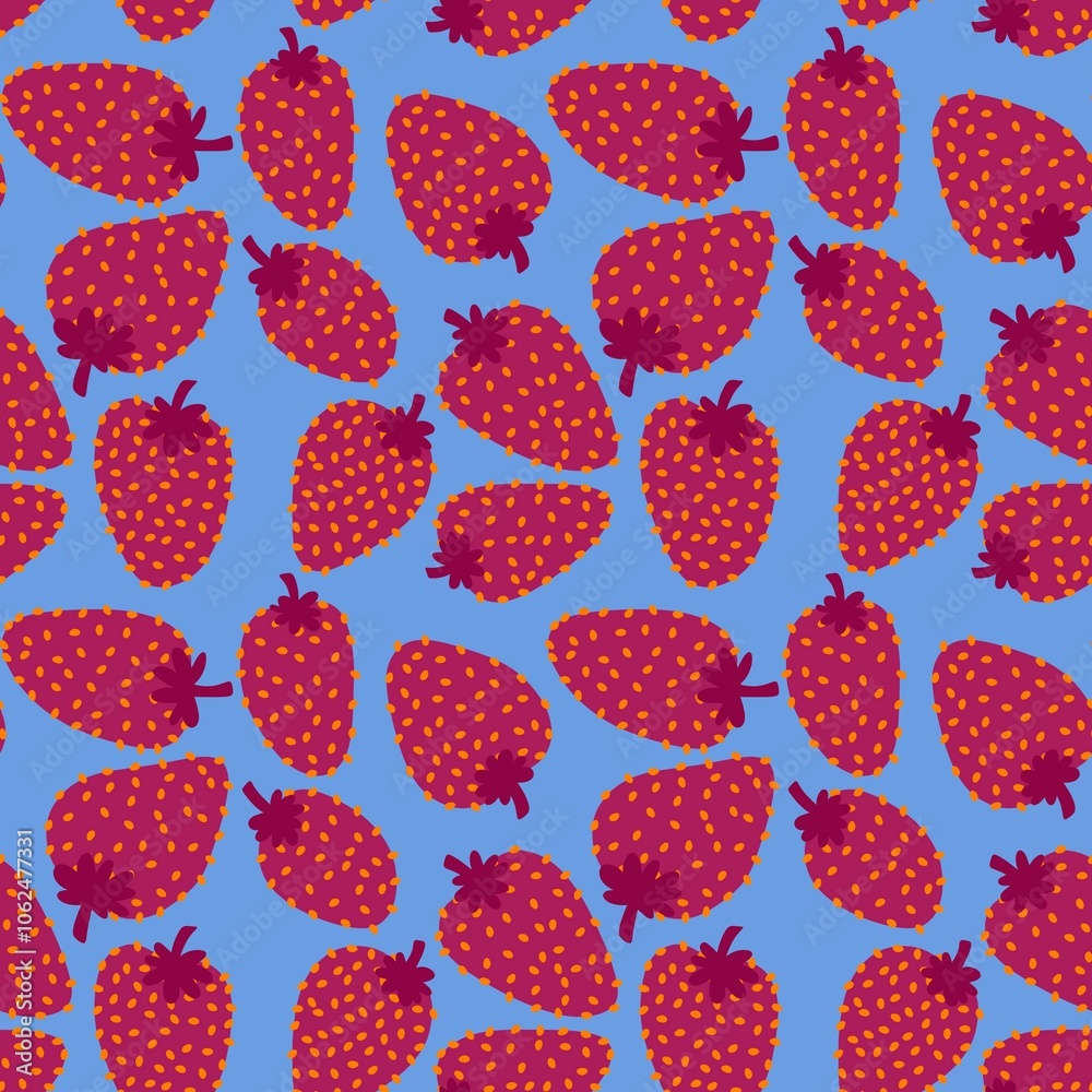 Summer fruit seamless strawberry berry pattern for wrapping paper and fabrics