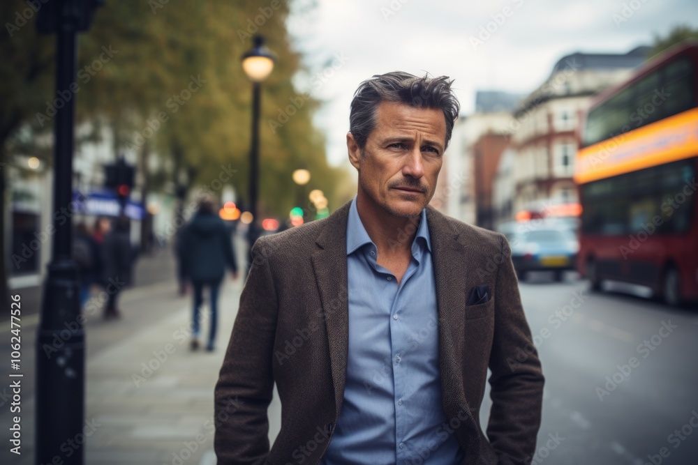 Handsome middle-aged man in the city streets of London Handsome middle-aged man in the city streets of London