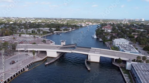 Aerial view of Bridge closing along Intracoastal Waterway photo