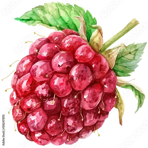 A watercolor vector of Raspberry, isolated on a white background.