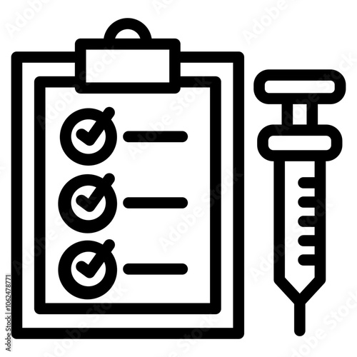 vaccine syringe with checklist style icon