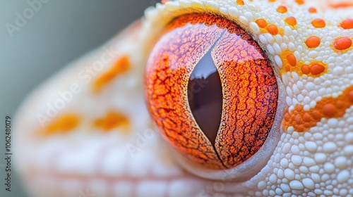 Macro shot of a gecko's eye glowing translucently with intricate textures and vibrant colors photo