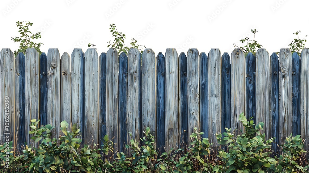 An old painted wooden fence on a transparent background, PNG file. An old painted wooden fence on a transparent background, PNG file.