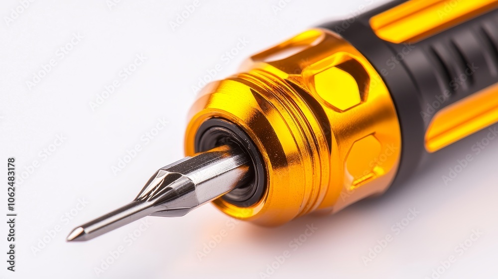 Orange and black precision screwdriver with ergonomic design, sharp focus against white background, ready for professional use Orange and black precision screwdriver with ergonomic design, sharp focus against white background, ready for professional use