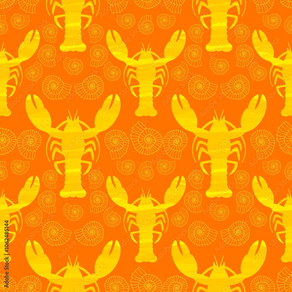 Summer ocean animals seamless lobster pattern for wrapping paper and fabrics