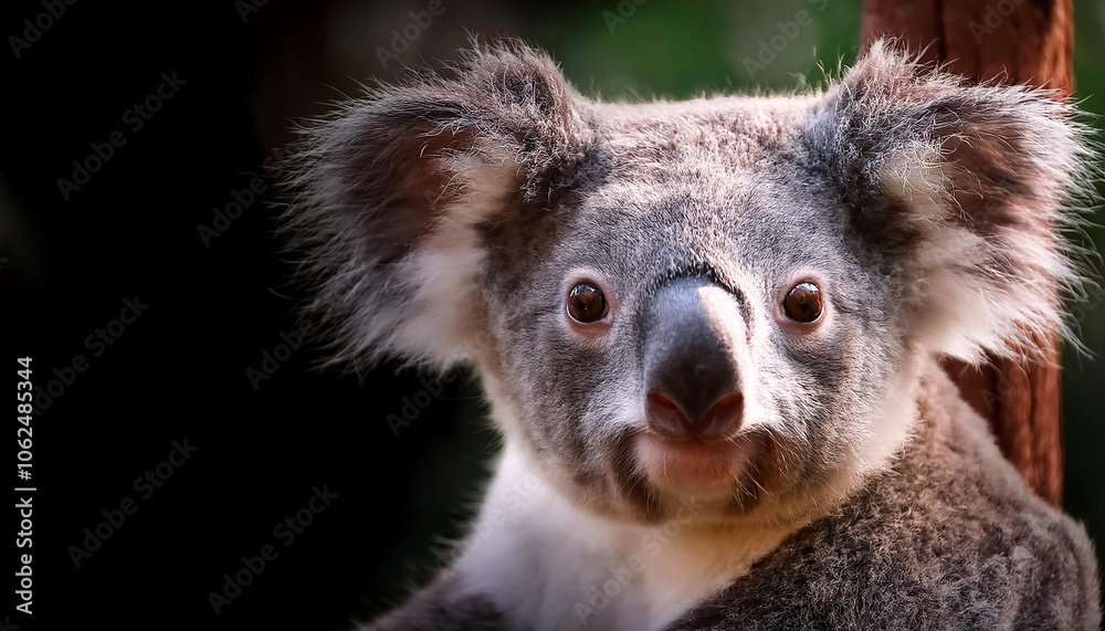 Naklejka premium Close-Up of a Koala, Emphasizing Its Gentle Expression and Fur Texture