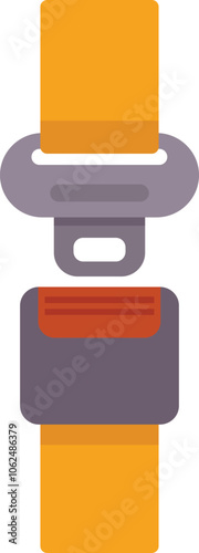 Illustration of a fastened yellow safety belt buckle, emphasizing the importance of safety precautions while driving photo