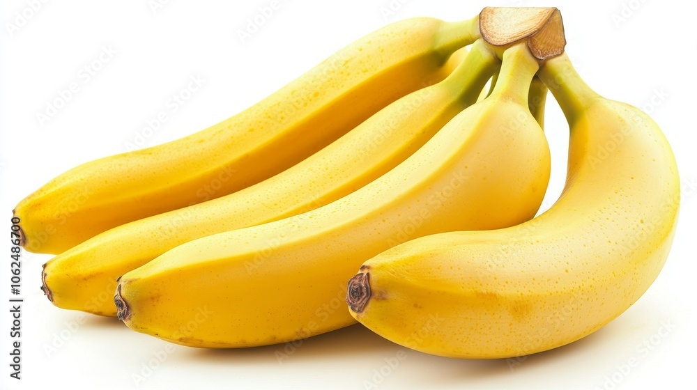 Fresh ripe bananas close-up, vibrant yellow fruit with detailed texture, isolated on white background, perfect for food advertising, clean and bright Fresh ripe bananas close-up, vibrant yellow fruit with detailed texture, isolated on white background, perfect for food advertising, clean and bright