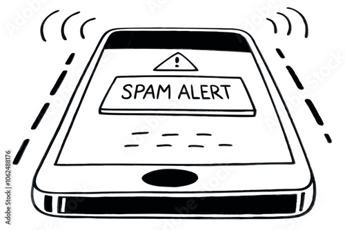 Suspected spam alert on smartphone flat vector illustration
