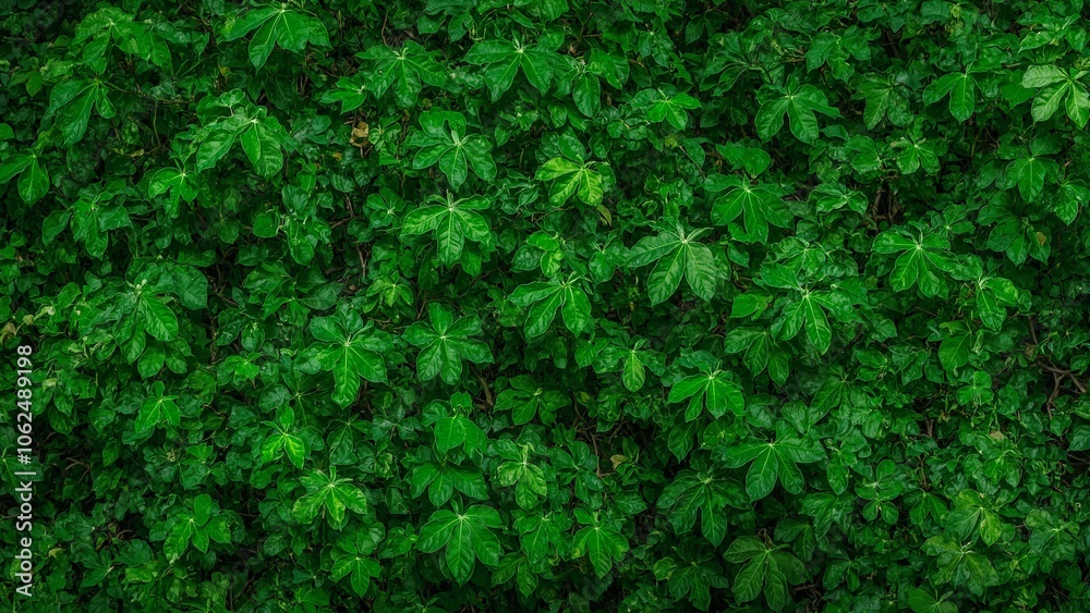 Lush rhododendron leaves in rich green tones creating a dense tropical texture Lush rhododendron leaves in rich green tones creating a dense tropical texture