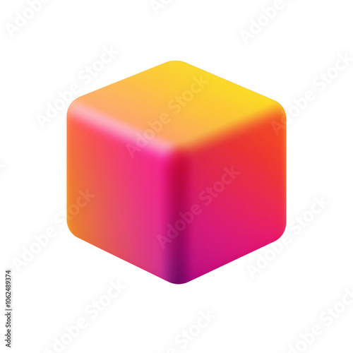 Vibrant 3D Gradient Cube with Smooth Rounded Edges in Bold Neon Colors