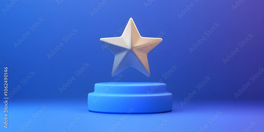 Modern success icon with star on blue pedestal, representing achievement and motivation in minimalist design High quality Modern success icon with star on blue pedestal, representing achievement and motivation in minimalist design High quality