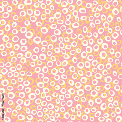 Abstract seamless pattern with bubbles and circles. Cute vector background. Hand drawn simple water texture illustration