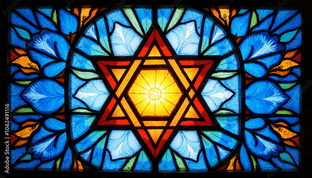 custom made wallpaper toronto digitalStained glass Star of David in vibrant colors