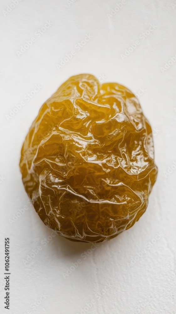 Close-Up of Amber-Colored Dried Fig on Neutral Textured Background Close-Up of Amber-Colored Dried Fig on Neutral Textured Background