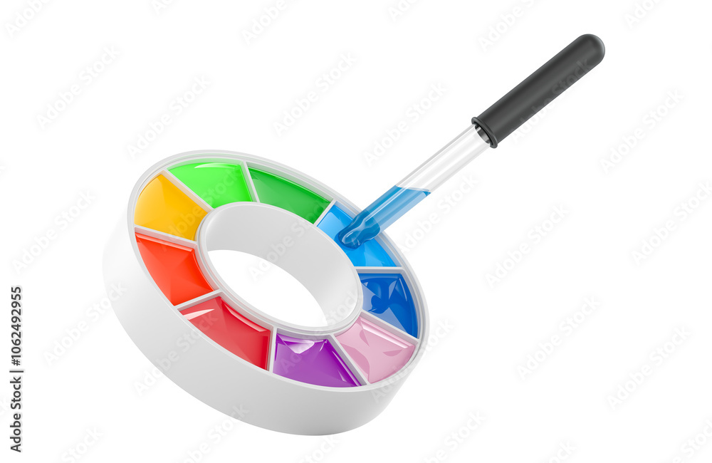 Color Palette Guide with dropper, 3D rendering isolated on transparent background Color Palette Guide with dropper, 3D rendering isolated on transparent background