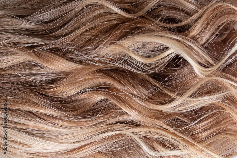 Naklejka premium Blonde wavy hair with highlights texture swatch