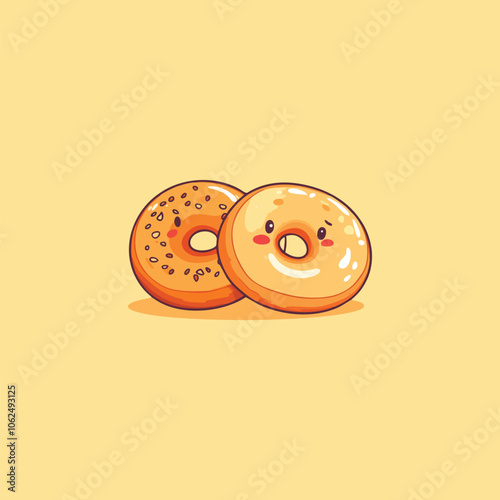 Delightful Donut Duo with Sprinkles on Yellow Background for Sweet Dessert Enthusiasts