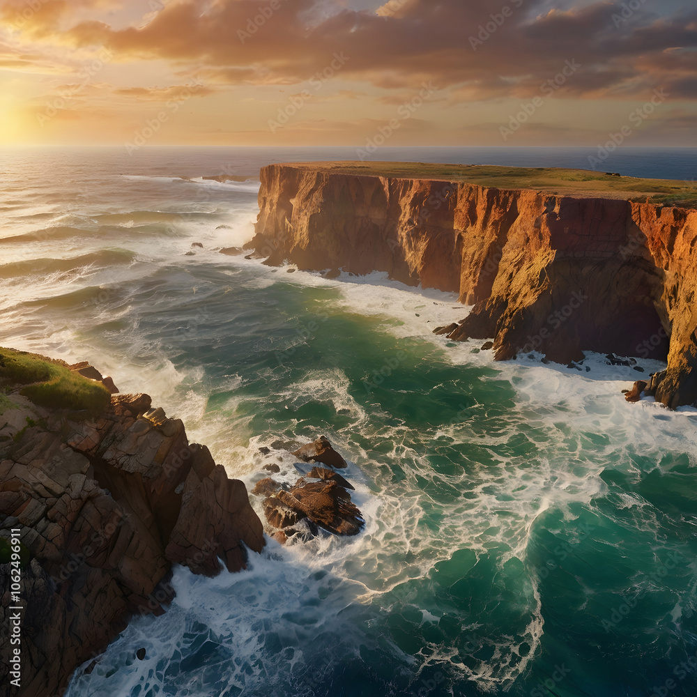 Obraz premium Coastal cliffs at sunset