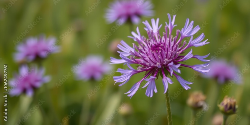 Close-up of a beautiful purple wild flower in a field, wild flowers, colorful Close-up of a beautiful purple wild flower in a field, wild flowers, colorful