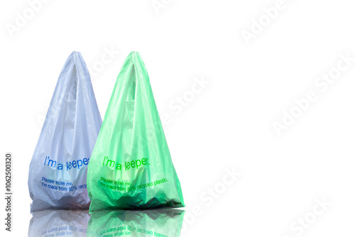 Reused plastics bags isolated on white background. 