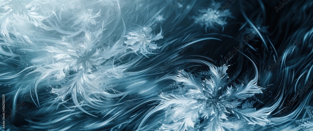 Obraz premium Abstract swirling blues and whites form a dynamic composition, captivating art showcasing fluid energy and motion, intricate design in soothing colors.