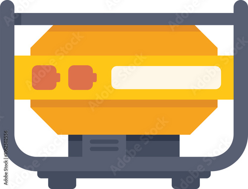 Yellow and black backup generator providing emergency power supply, isolated vector illustration in flat style