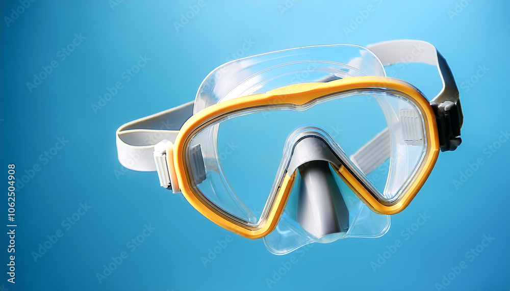 snorkel gear floating or flying isolated on light blue background snorkel gear floating or flying isolated on light blue background