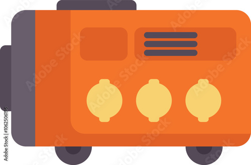 Orange portable generator with multiple outlets, providing electricity