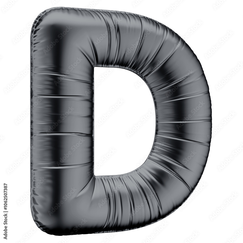 Asset 3D Alphabet Letter D Black Balloon Black Friday Birthday Isolated Background Asset 3D Alphabet Letter D Black Balloon Black Friday Birthday Isolated Background