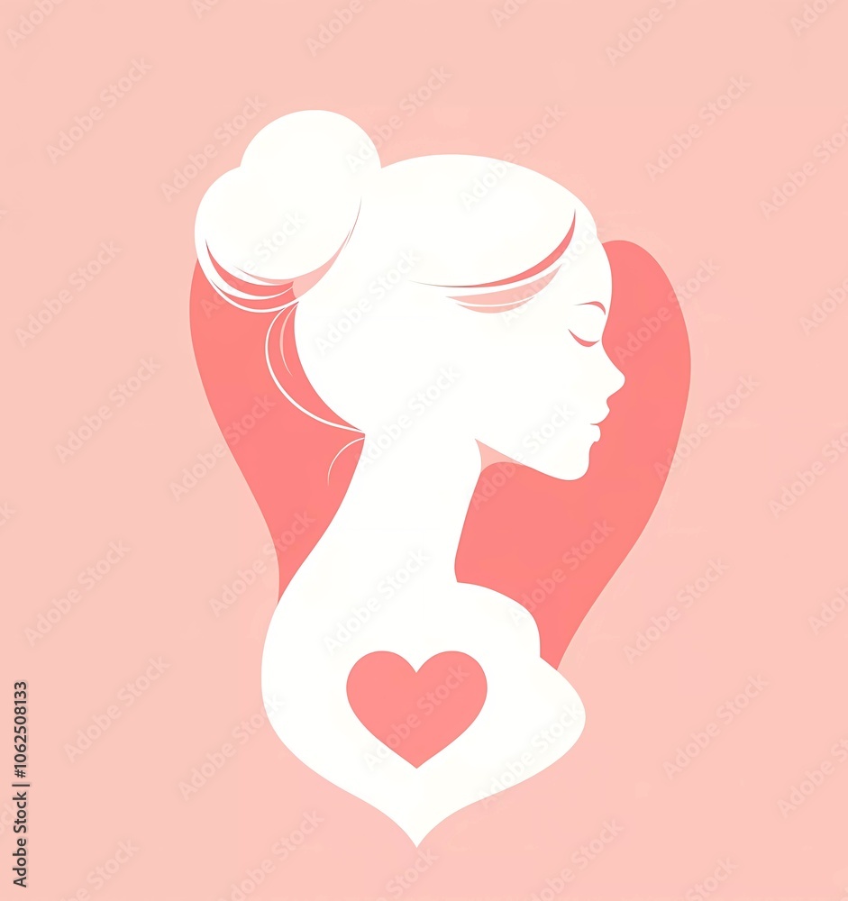 A vector illustration of an elegant woman's silhouette with a heart-shaped neckline, symbolizing love and care for the figure. A vector illustration of an elegant woman's silhouette with a heart-shaped neckline, symbolizing love and care for the figure.