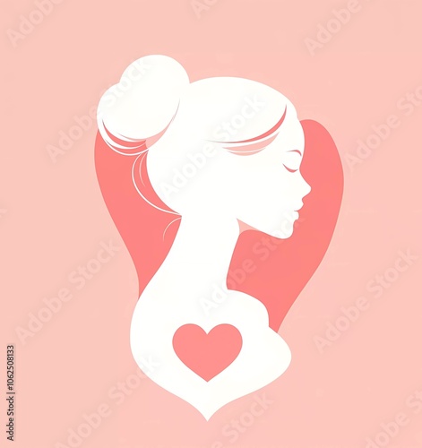 A vector illustration of an elegant woman's silhouette with a heart-shaped neckline, symbolizing love and care for the figure.