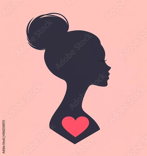 A vector illustration of an elegant woman's silhouette with a heart-shaped neckline, symbolizing love and care for the figure.