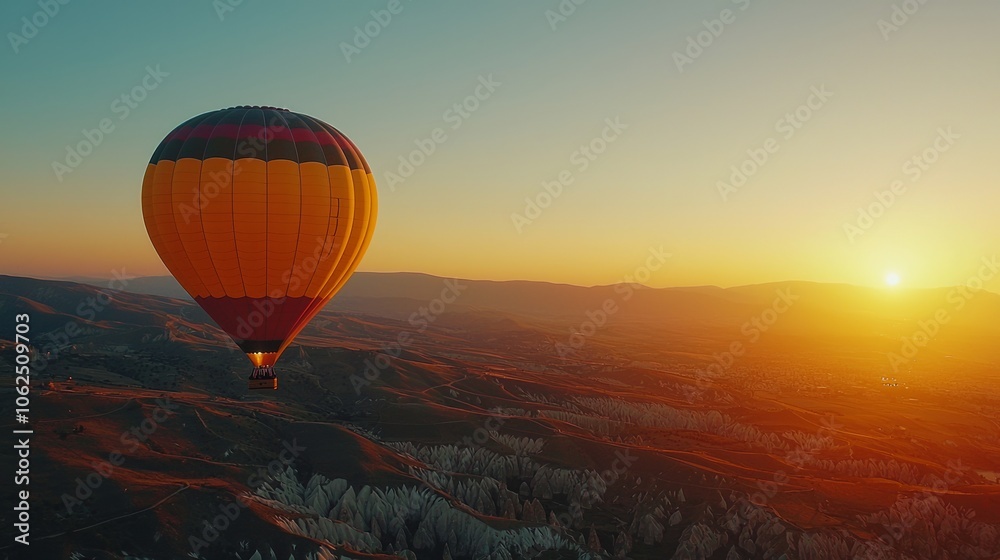 Obraz premium Colorful Hot Air Balloon Over Scenic Landscape