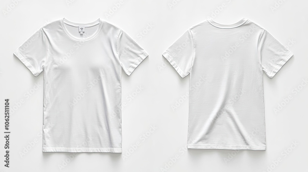 Plain White Women's T-Shirt Displayed From Front and Back Views Generative AI