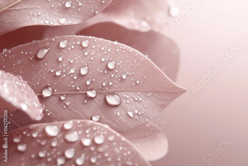 A close up of a leaf with water droplets on it