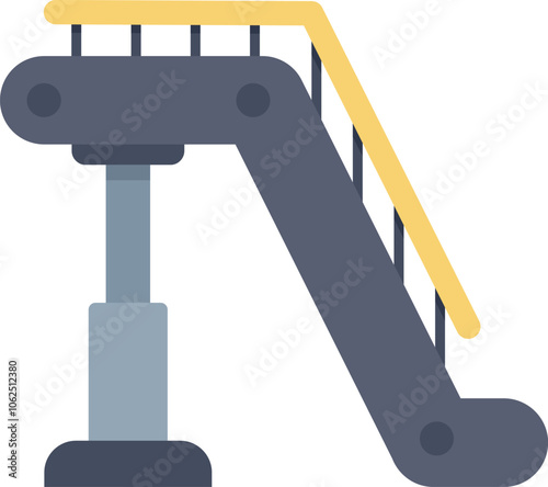 Illustration of a modern gangway leading to an airplane entrance, allowing passengers to board