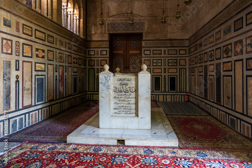 The Mausoleum of Khedive Ismail inside the Al Rifai Mosque in Cairo, Egypt, known for its grand Islamic architecture and historical significance.