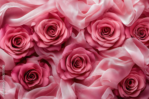 Pink Roses and Sheer Fabric for Valentine's Romance